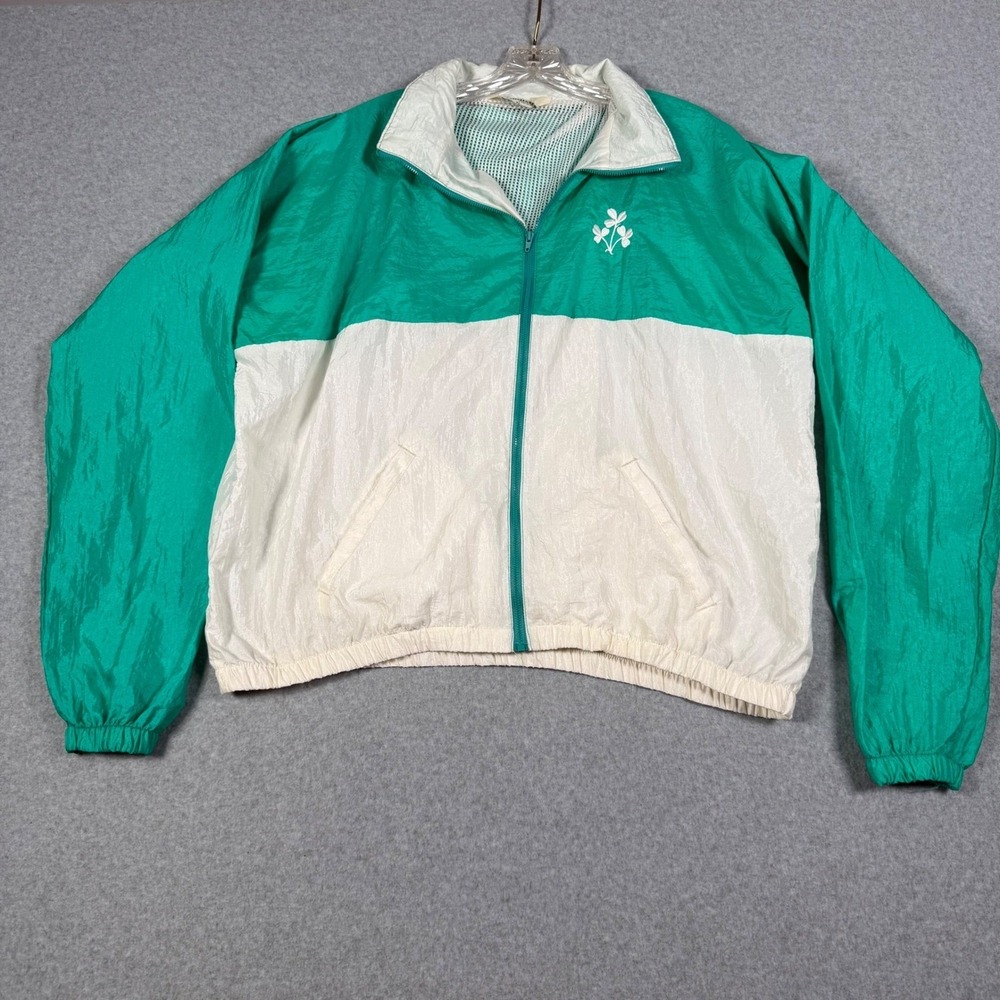 Augusta Sportswear Vintage Windbreaker Jacket XL Green Shamrock Made in USA
